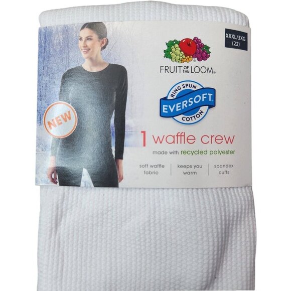 Fruit of the Loom EverSoft Women's Waffle Crew Shirt Size White 3X (22) NEW - Picture 3 of 11